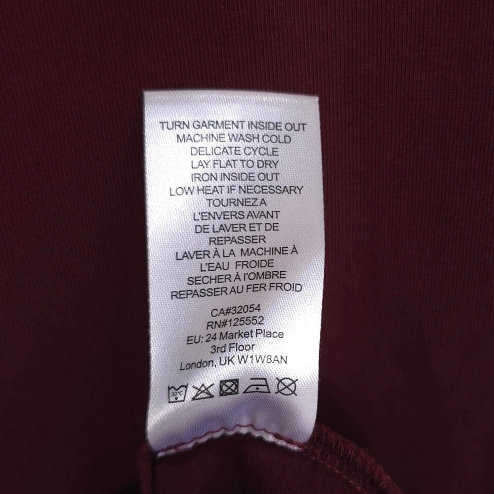 DOLAN Anthropologie Draped Mini Dress SMALL Tie Waist Cotton Burgundy T-Shirt - Picture 11 of 11